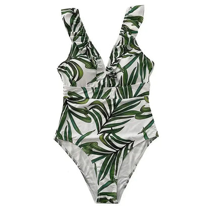 Striped Ruffled Swimwear