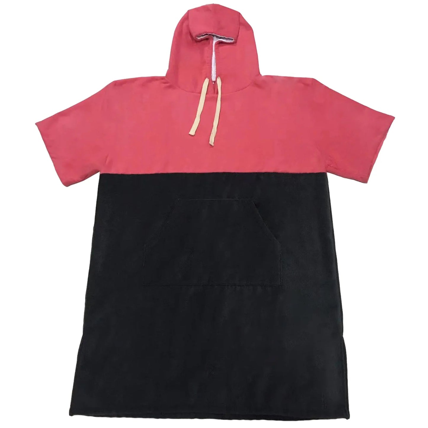 Swimming diving hooded bathrobe poncho in pink and black, perfect for warmth and comfort during water activities.