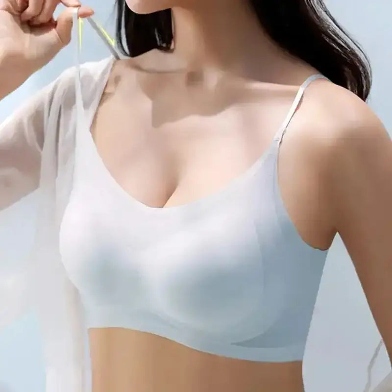 Ultra-thin Ice Silk Padded Seamless Bra - Women’s Wireless Vest Top Sleep Bra