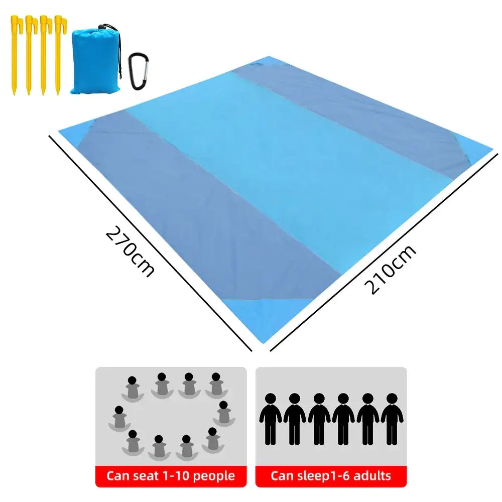 Waterproof Pocket Beach Blanket - 2x2.1m, Folding, Lightweight, Camping Mat