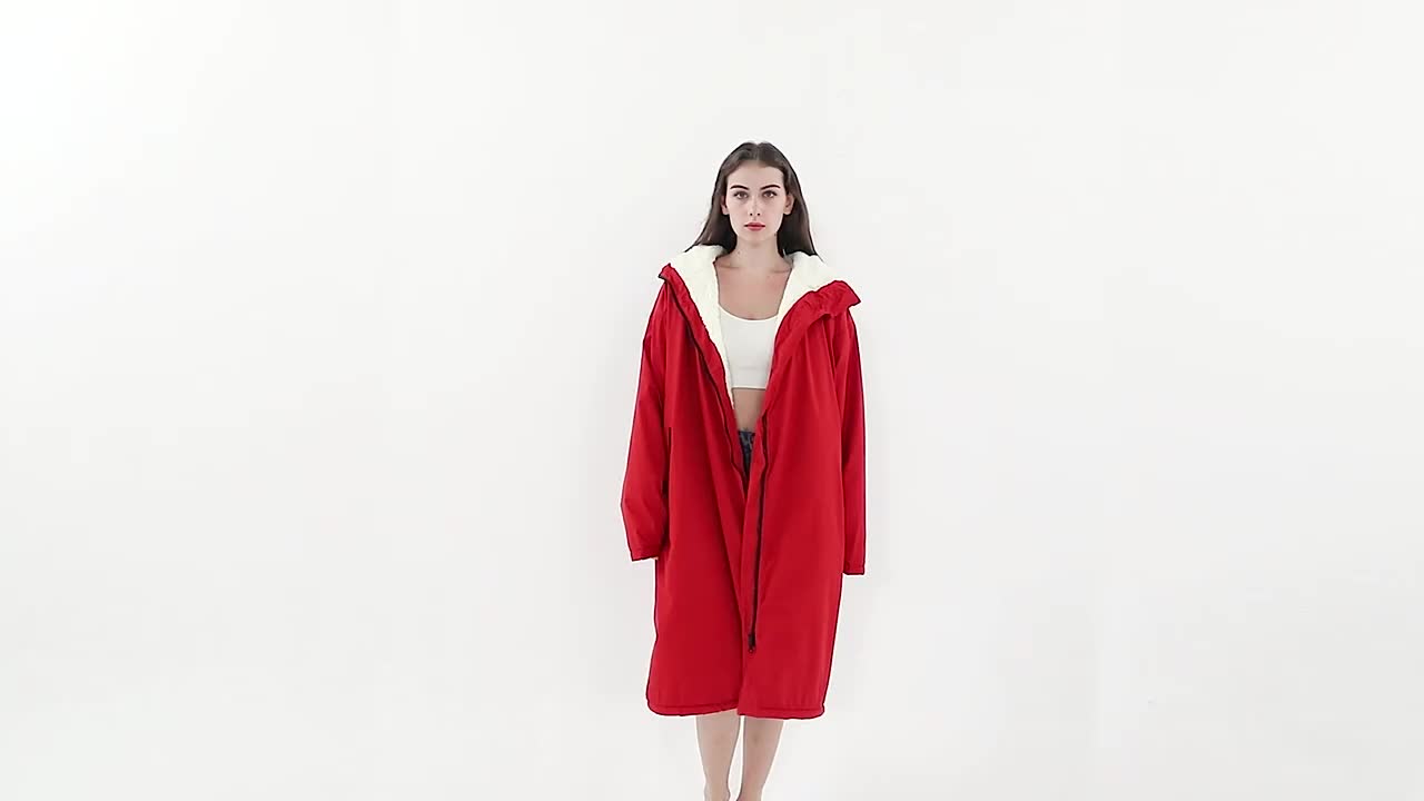 Waterproof Quick-Dry Changing Robe with Fleece Lining and Hood