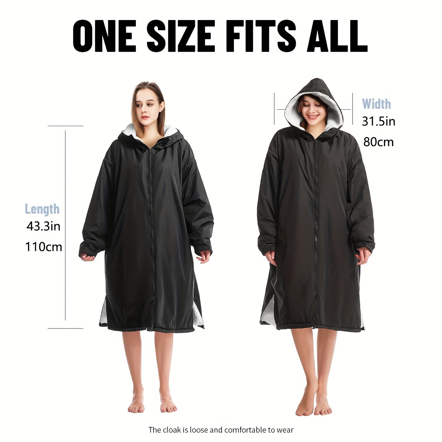 Waterproof Quick-Dry Changing Robe with Fleece Lining and Hood