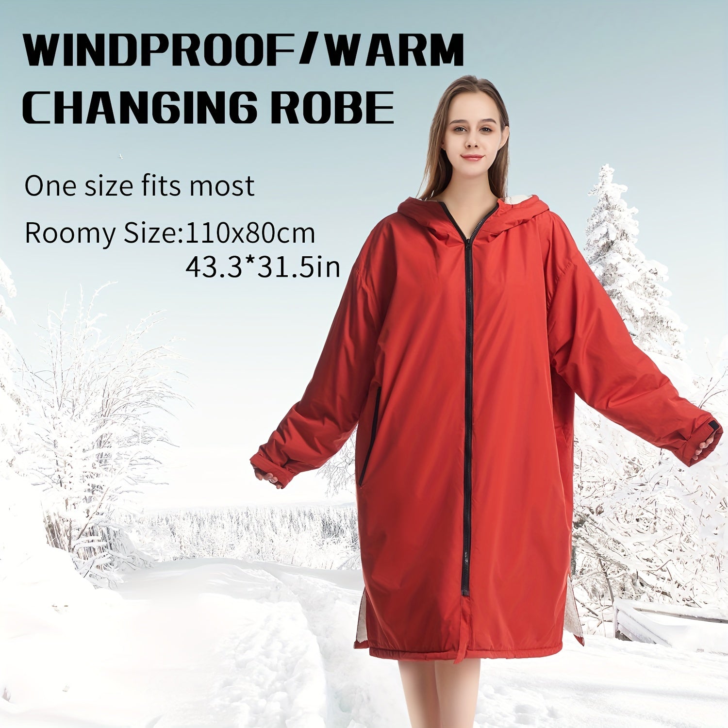 Waterproof Quick-Dry Changing Robe with Fleece Lining and Hood