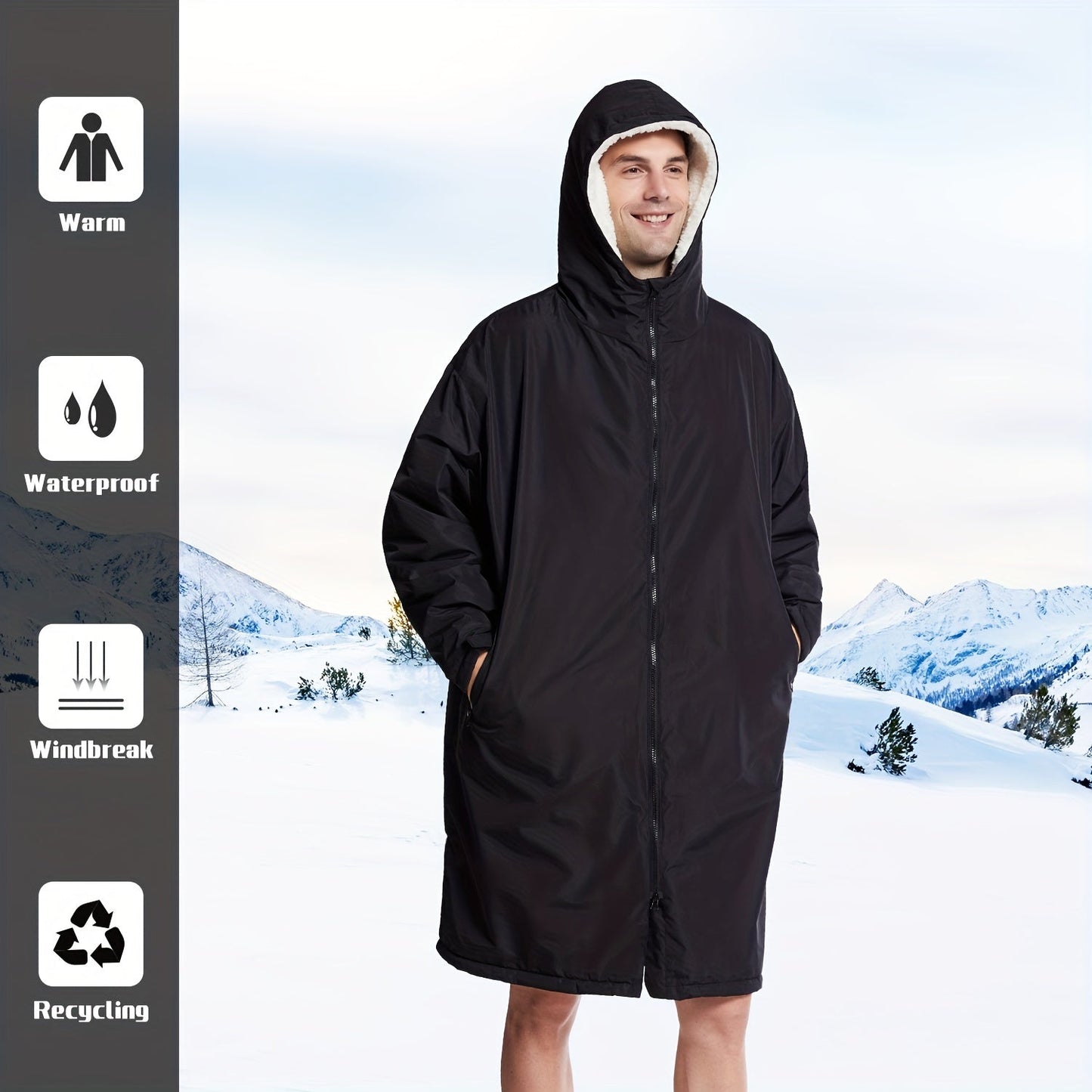 Waterproof Quick-Dry Changing Robe with Fleece Lining and Hood