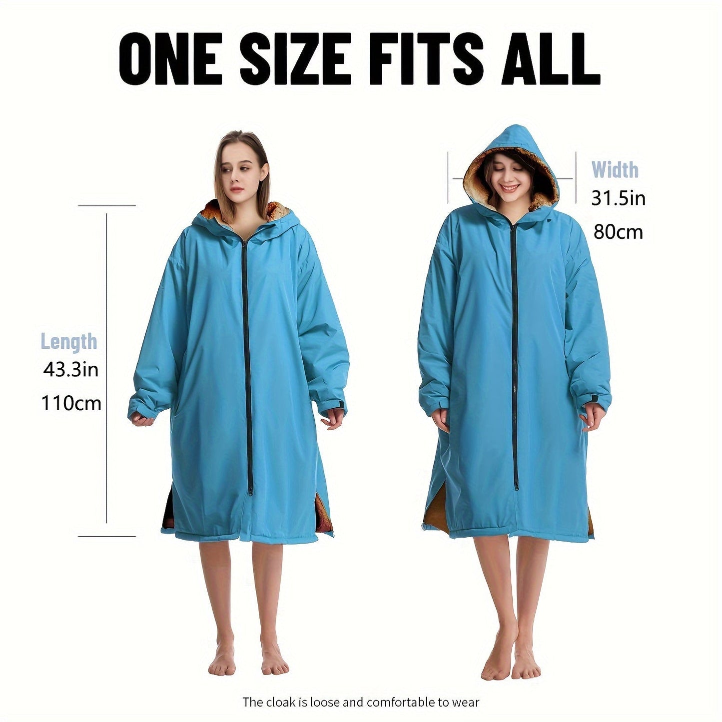 Waterproof Quick-Dry Changing Robe with Fleece Lining and Hood