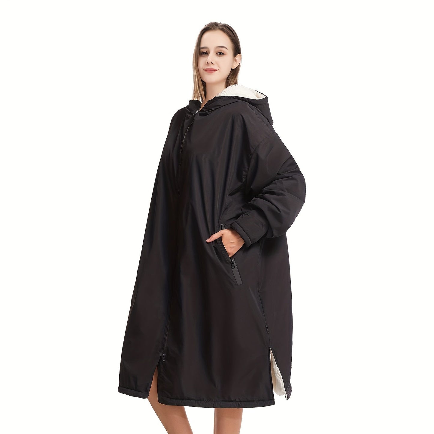 Waterproof Quick-Dry Changing Robe with Fleece Lining and Hood