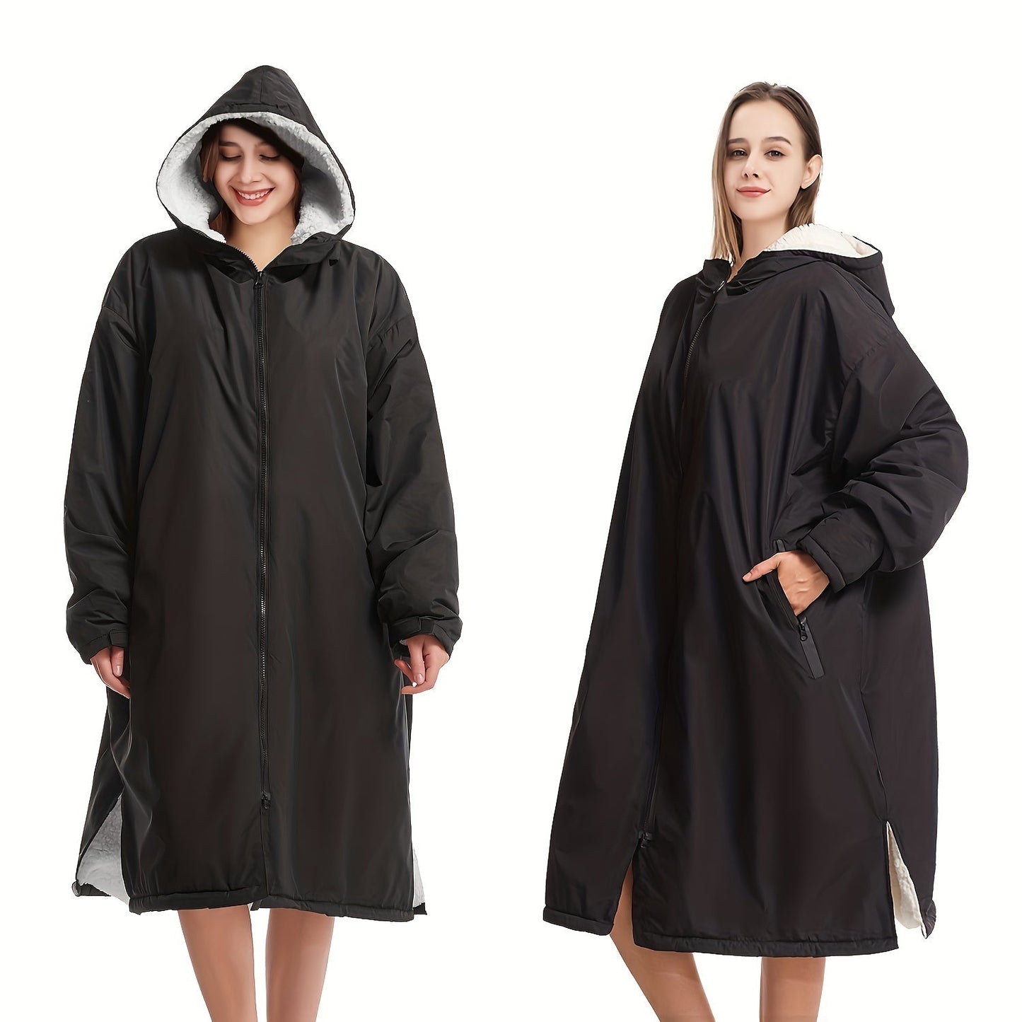 Waterproof Quick-Dry Changing Robe with Fleece Lining and Hood