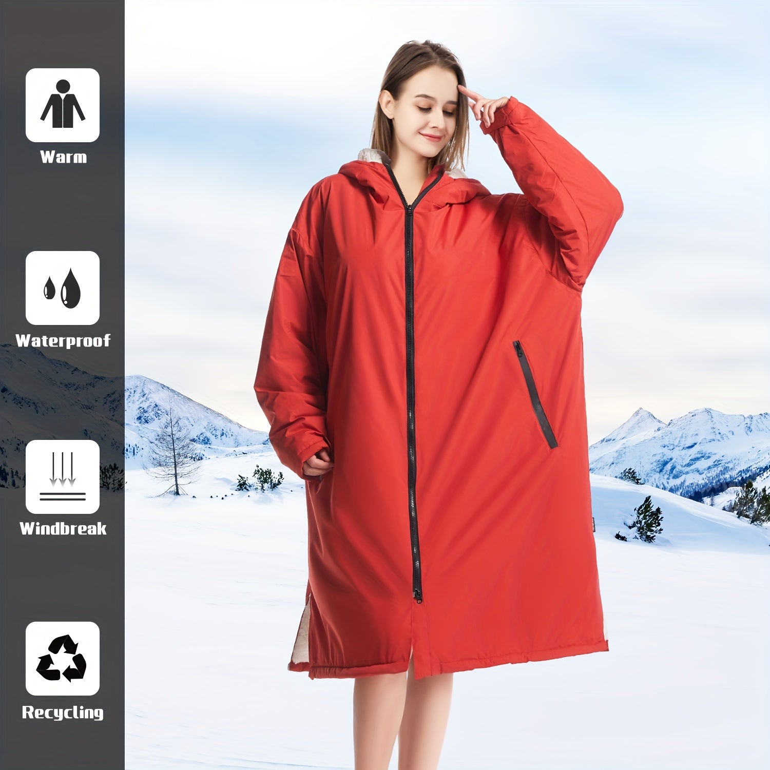 Waterproof Quick-Dry Changing Robe with Fleece Lining and Hood