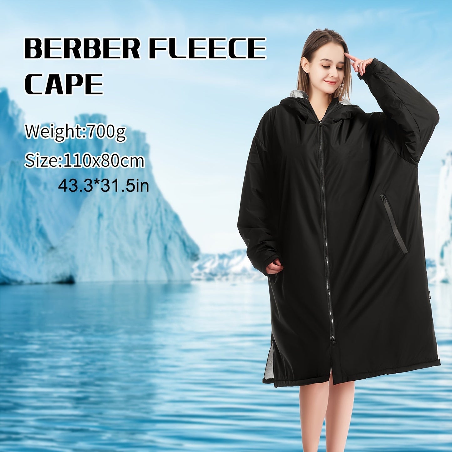 Waterproof Quick-Dry Changing Robe with Fleece Lining and Hood