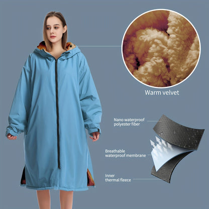 Waterproof Quick-Dry Changing Robe with Fleece Lining and Hood