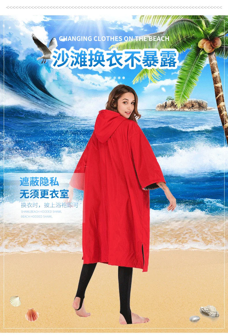 Waterproof Surf Changing Robe – Fleece-Lined Outdoor Coat