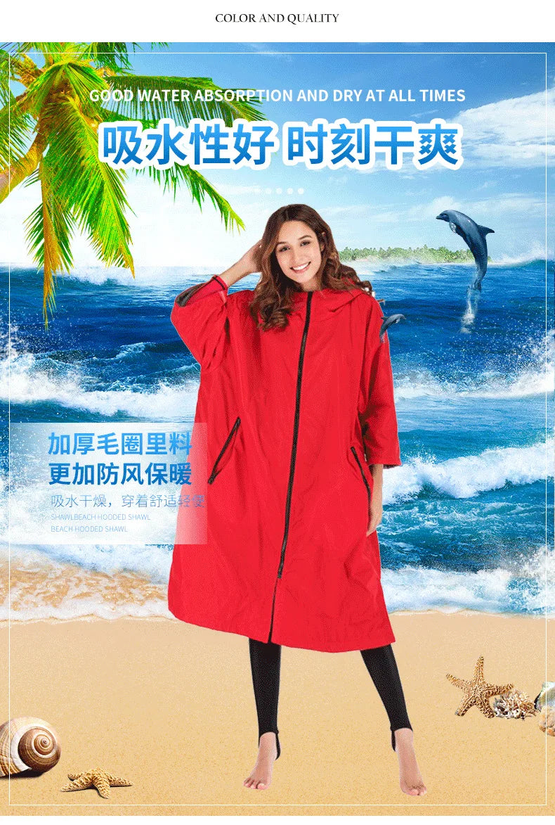 Waterproof Surf Changing Robe – Fleece-Lined Outdoor Coat