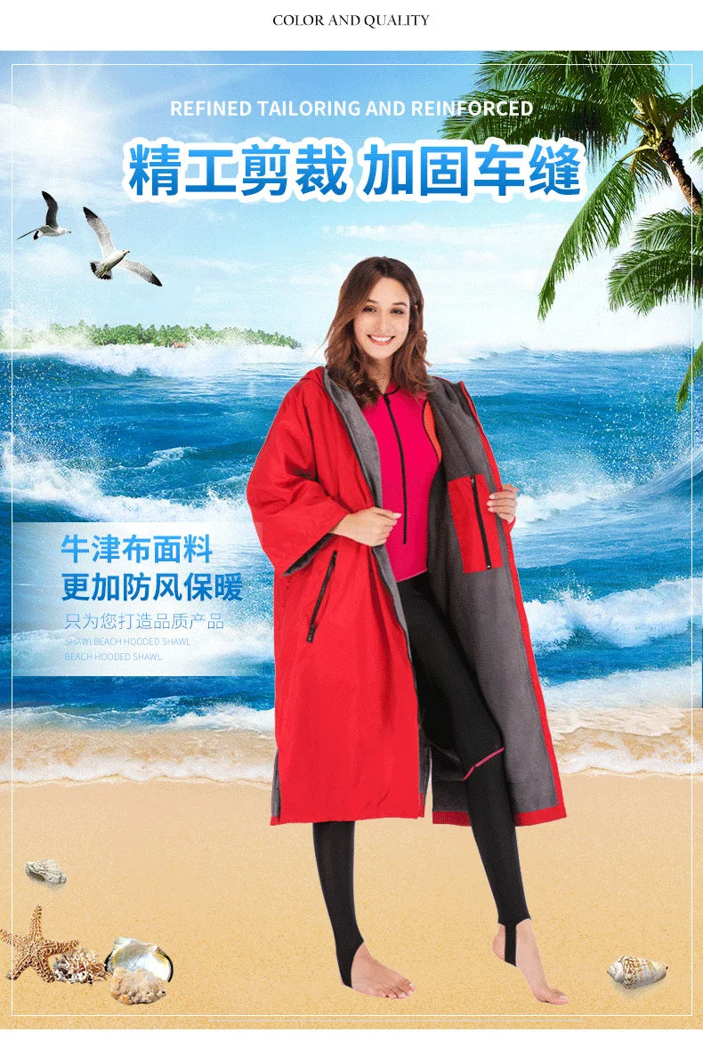 Waterproof Surf Changing Robe – Fleece-Lined Outdoor Coat