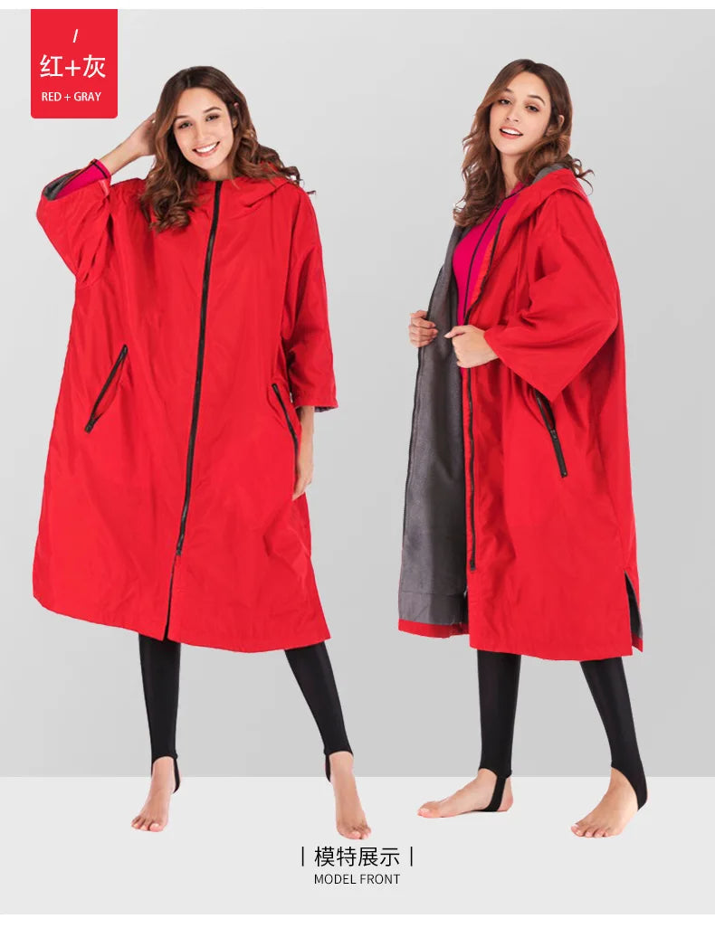 Waterproof Surf Changing Robe – Fleece-Lined Outdoor Coat