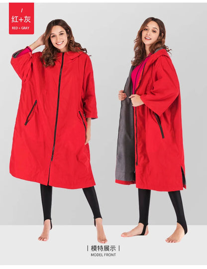 Waterproof Surf Changing Robe – Fleece-Lined Outdoor Coat