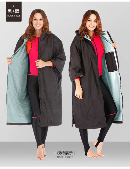 Waterproof Surf Changing Robe – Fleece-Lined Outdoor Coat