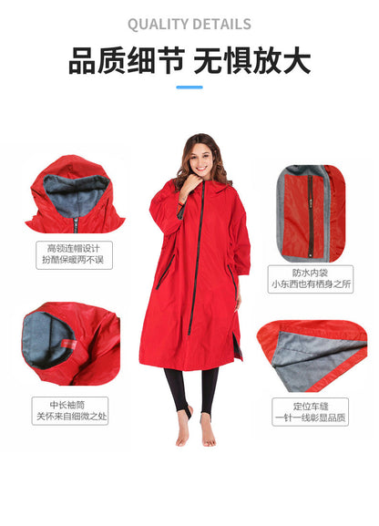 Waterproof Surf Changing Robe – Fleece-Lined Outdoor Coat