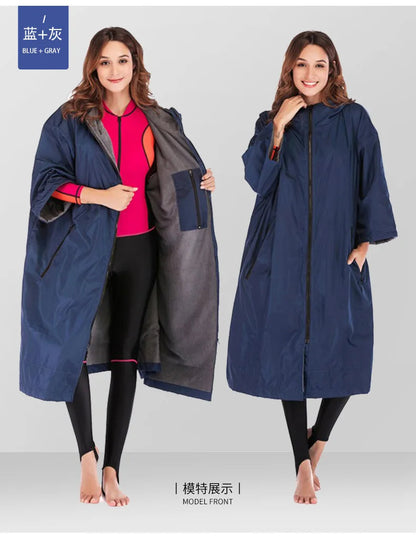 Waterproof Surf Changing Robe – Fleece-Lined Outdoor Coat