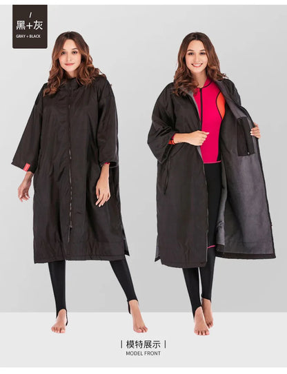 Waterproof Surf Changing Robe – Fleece-Lined Outdoor Coat