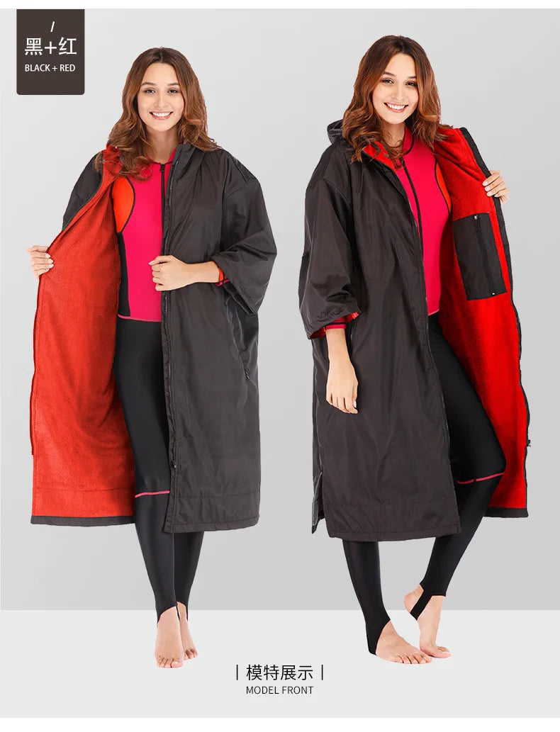 Waterproof Surf Changing Robe – Fleece-Lined Outdoor Coat