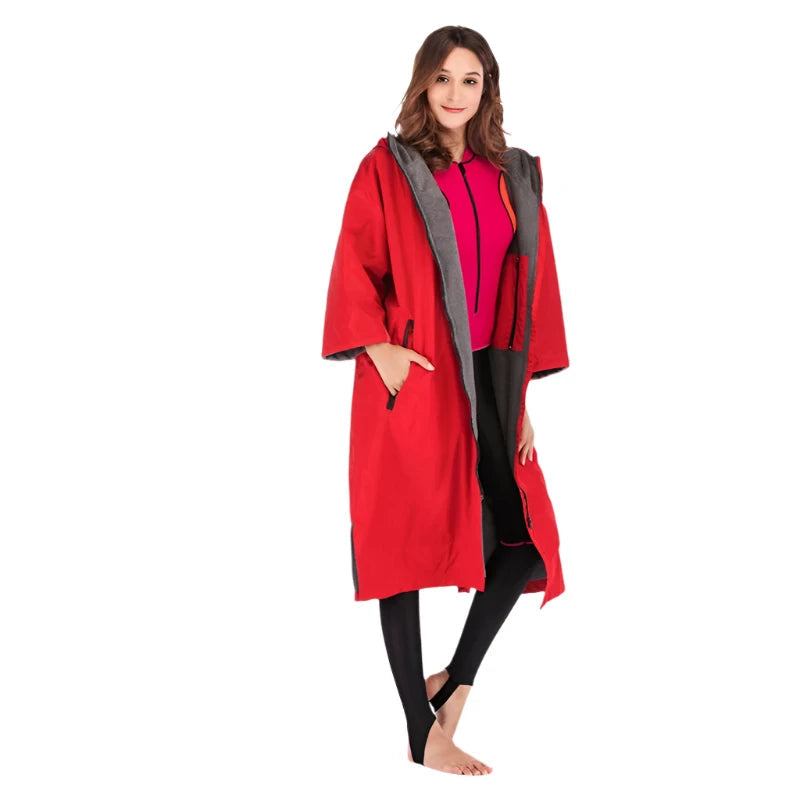 Waterproof Surf Changing Robe – Fleece-Lined Outdoor Coat