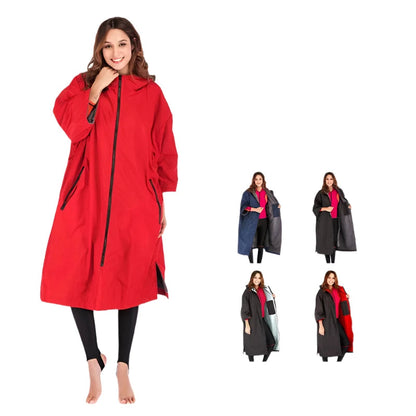 Waterproof Surf Changing Robe – Fleece-Lined Outdoor Coat