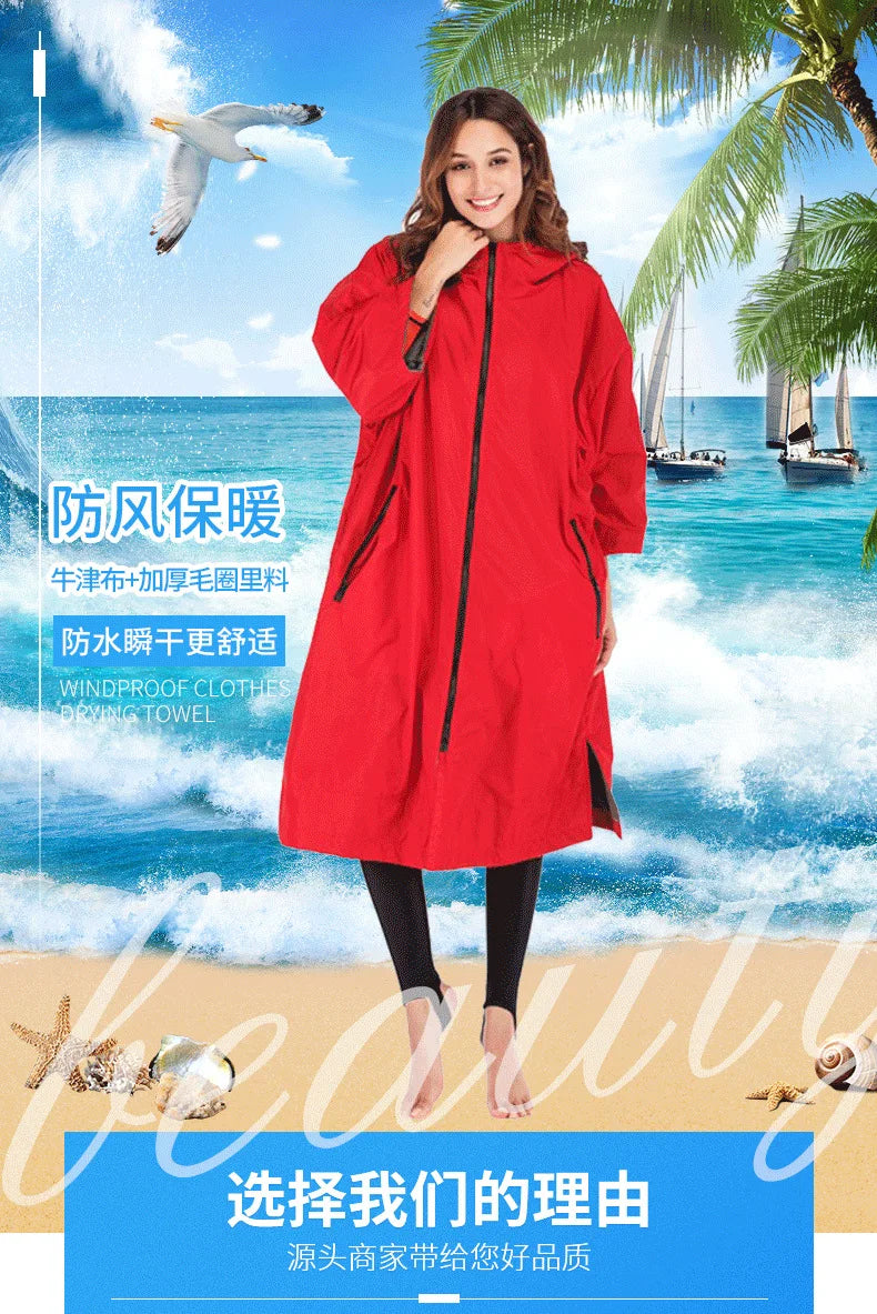 Waterproof Surf Changing Robe – Fleece-Lined Outdoor Coat