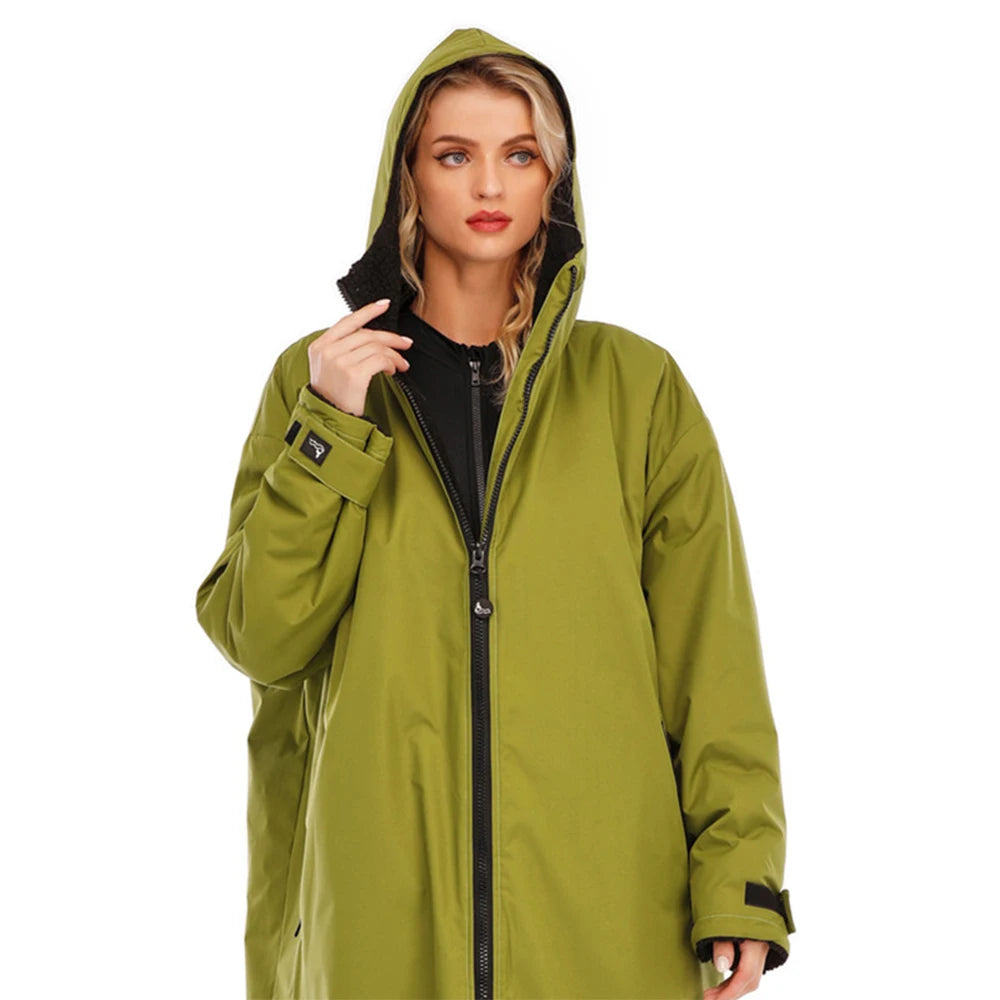 Waterproof Surf Changing Robe with Lambs Wool Hooded Cloak