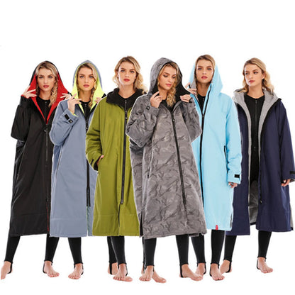 Waterproof Surf Changing Robe with Lambs Wool Hooded Cloak