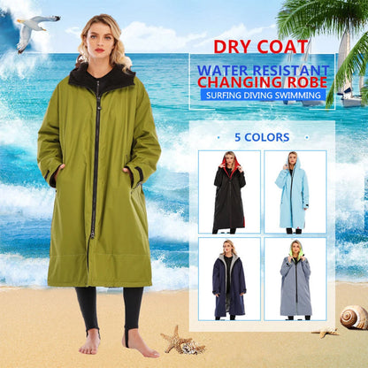 Waterproof Surf Changing Robe with Lambs Wool Hooded Cloak