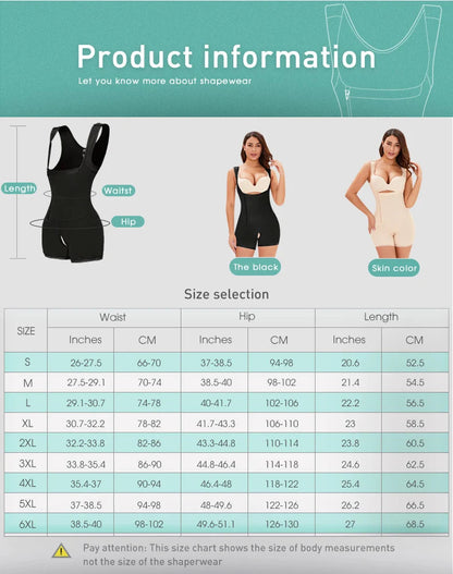 Women Full Body Shapewear Open-Bust Underwear Waist Trainer Corset Seamless Slimming Bodysuit Butt Lifter Plus Size 6XL